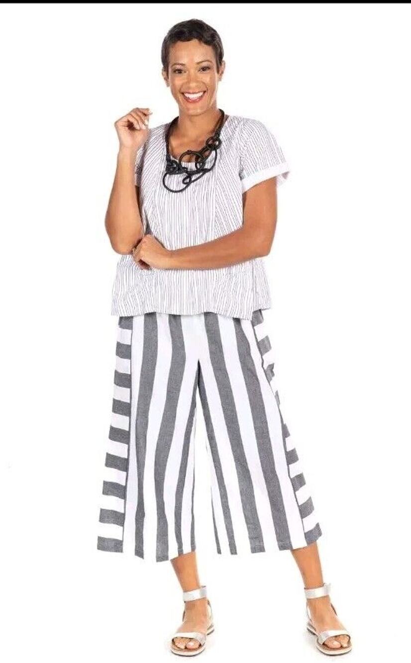 Tulip Pauline Pants Medium Boho Gypsy Black White New $89